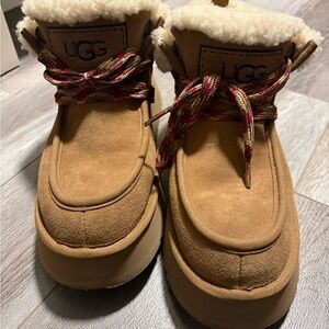 UGG Tan Boots with Multicolor Laces